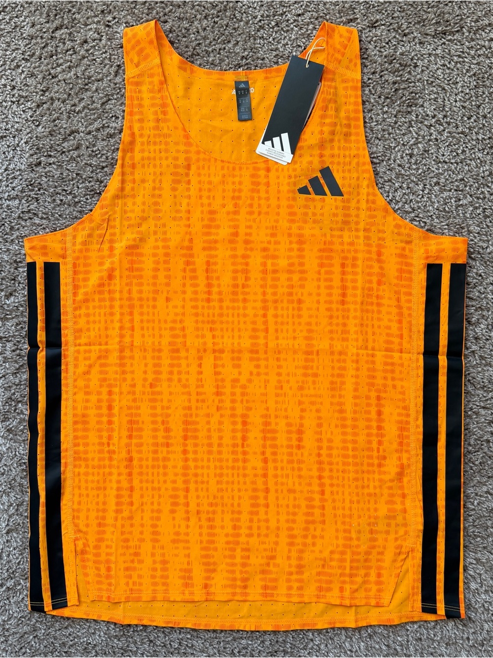 ADIDAS ADIZERO RUNNING SINGLET SLIM FIT MENS SIZE MEDIUM ORANGE BLACK NEW